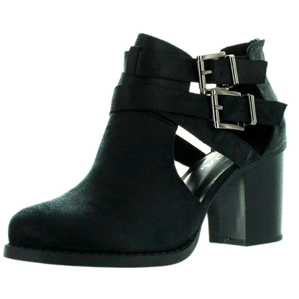 Soda Y2K black vegan leather scribe ankle boots